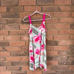 Floral Pink and Green Mini Dress